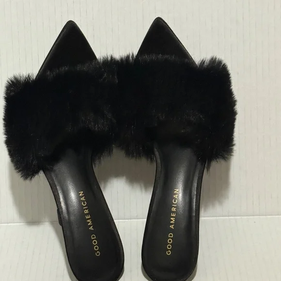 Good American Furry Sexy Wedge Heels Sz 8 - Picture 3 of 13